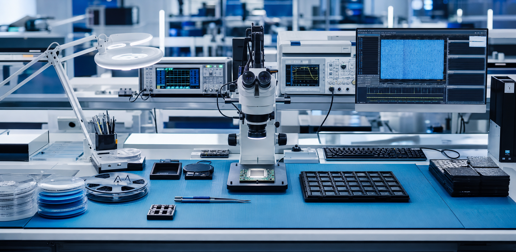 GalaxyIC electronic components quality testing laboratory scene