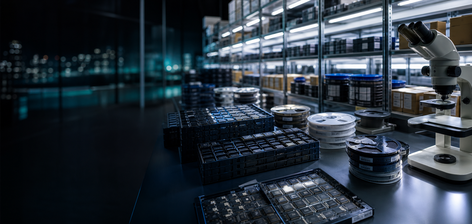 GalaxyIC electronic components supply chain and warehouse scene