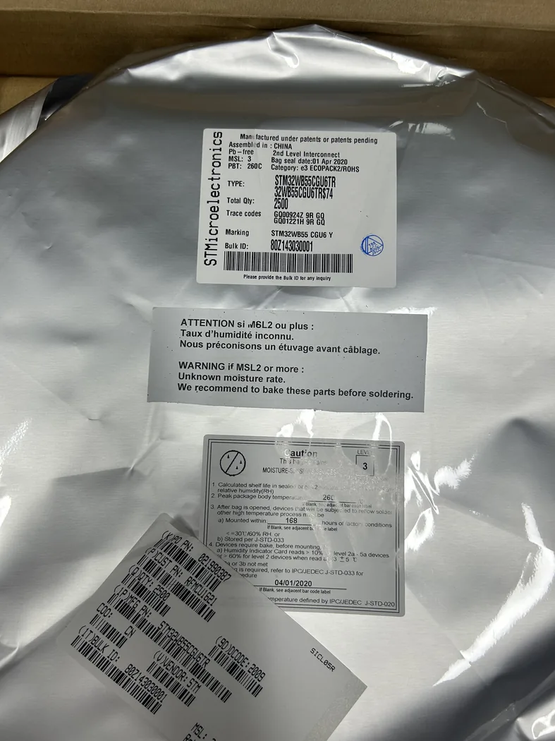 STM32WB55CGU6TR sealed anti-static bag real stock photo